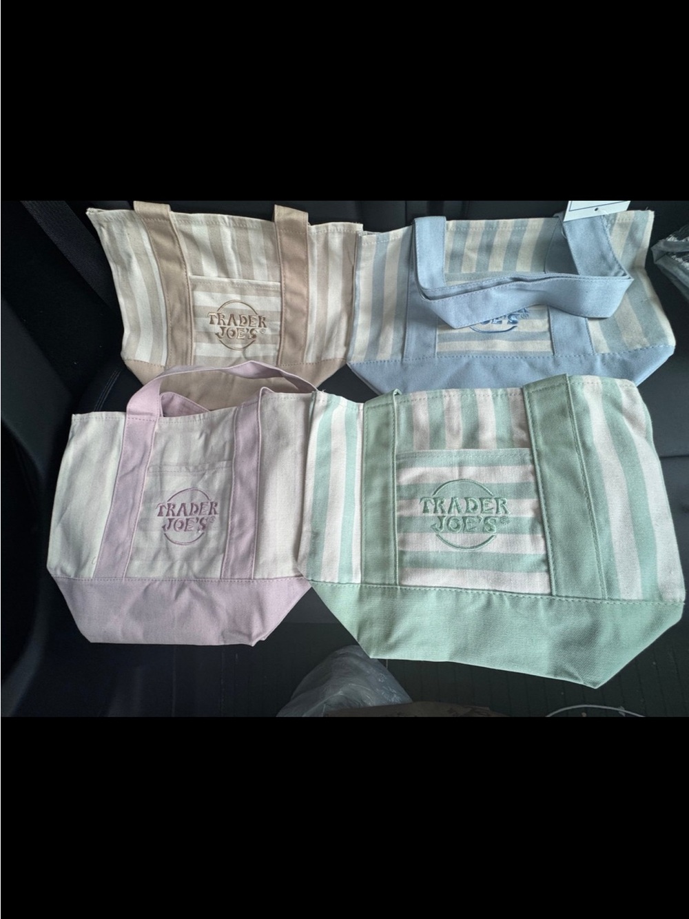 Trader Joe's Pastel Striped Tote Bags - Set of 4 - Picture 2 of 2